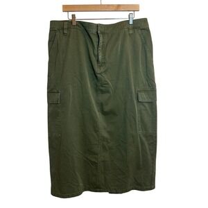 Madewell Womens Desert Olive Cargo Midi Skirt 33 Utility Pocket A Line Back Slit